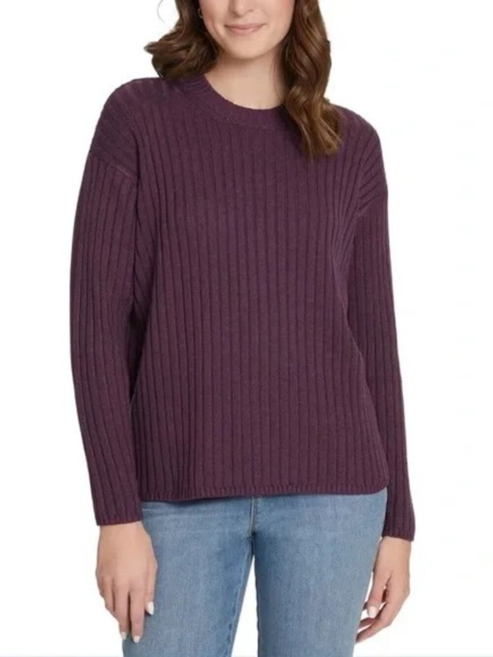 Jessica Simpson Plum Ribbed Crew Neck Sweater